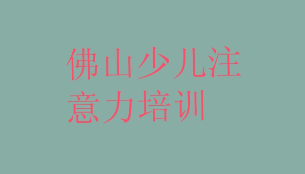 十大2024年佛山市十大少儿专注力提高机构十强排行榜