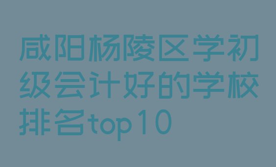 十大咸阳杨陵区学初级会计好的学校排名top10排行榜