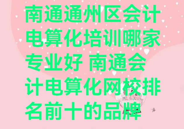 十大南通通州区会计电算化培训哪家专业好 南通会计电算化网校排名前十的品牌排行榜