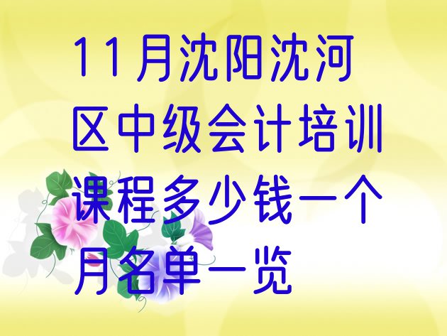 十大11月沈阳沈河区中级会计培训课程多少钱一个月名单一览排行榜