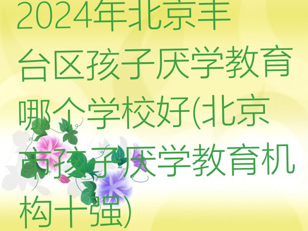 十大2024年北京丰台区孩子厌学教育哪个学校好(北京市孩子厌学教育机构十强)排行榜