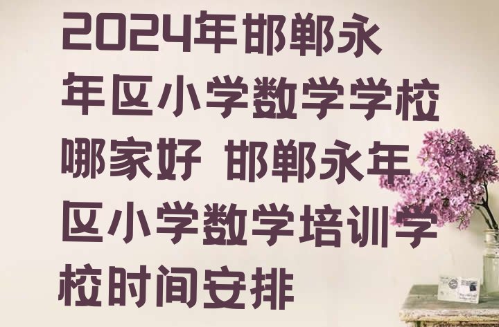 十大2024年邯郸永年区小学数学学校哪家好 邯郸永年区小学数学培训学校时间安排排行榜