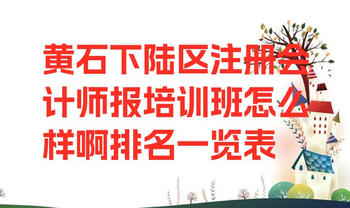 十大黄石下陆区注册会计师报培训班怎么样啊排名一览表排行榜