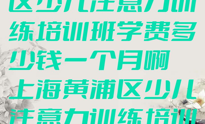 十大11月上海黄浦区少儿注意力训练培训班学费多少钱一个月啊 上海黄浦区少儿注意力训练培训班师资力量雄厚排行榜