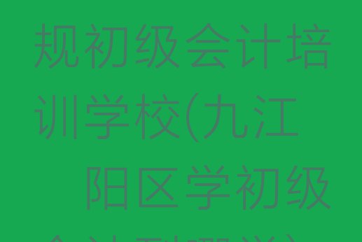 九江浔阳区正规初级会计培训学校(九江浔阳区学初级会计到哪学)”