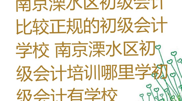 南京溧水区初级会计比较正规的初级会计学校 南京溧水区初级会计培训哪里学初级会计有学校”