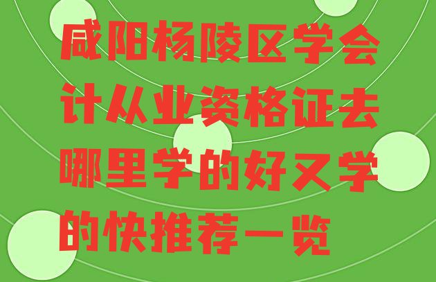 咸阳杨陵区学会计从业资格证去哪里学的好又学的快推荐一览”