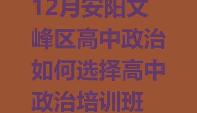 十大12月安阳文峰区高中政治如何选择高中政治培训班排行榜