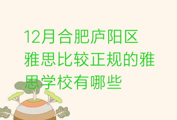 12月合肥庐阳区雅思比较正规的雅思学校有哪些”