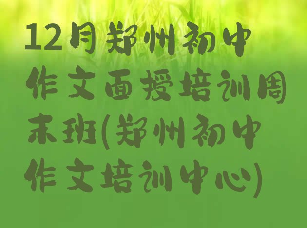 十大12月郑州初中作文面授培训周末班(郑州初中作文培训中心)排行榜