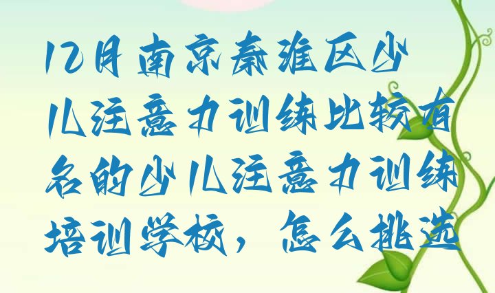 十大12月南京秦淮区少儿注意力训练比较有名的少儿注意力训练培训学校，怎么挑选排行榜