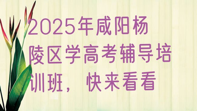 十大2025年咸阳杨陵区学高考辅导培训班，快来看看排行榜