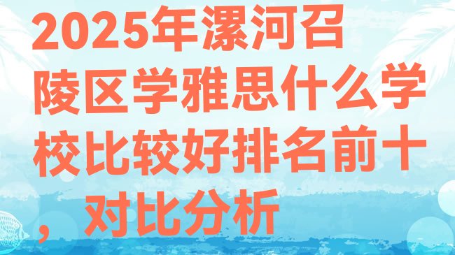 十大2025年漯河召陵区学雅思什么学校比较好排名前十，对比分析排行榜