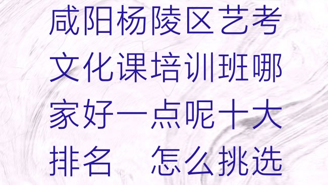 十大咸阳杨陵区艺考文化课培训班哪家好一点呢十大排名，怎么挑选排行榜