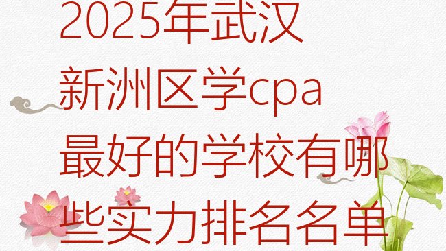 十大2025年武汉新洲区学cpa最好的学校有哪些实力排名名单排行榜