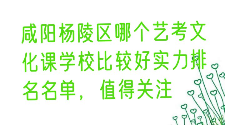 十大咸阳杨陵区哪个艺考文化课学校比较好实力排名名单，值得关注排行榜