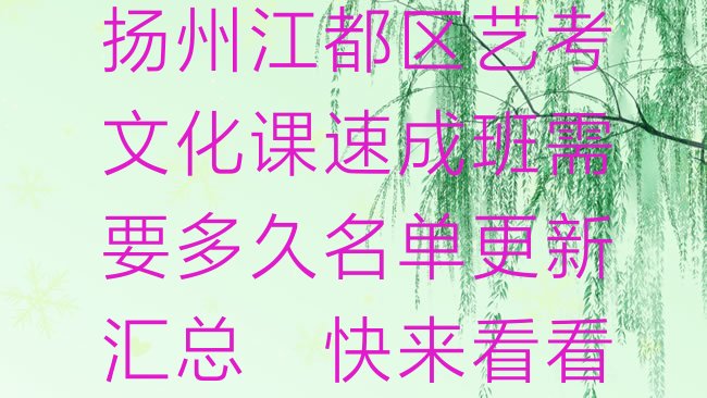 十大扬州江都区艺考文化课速成班需要多久名单更新汇总，快来看看排行榜